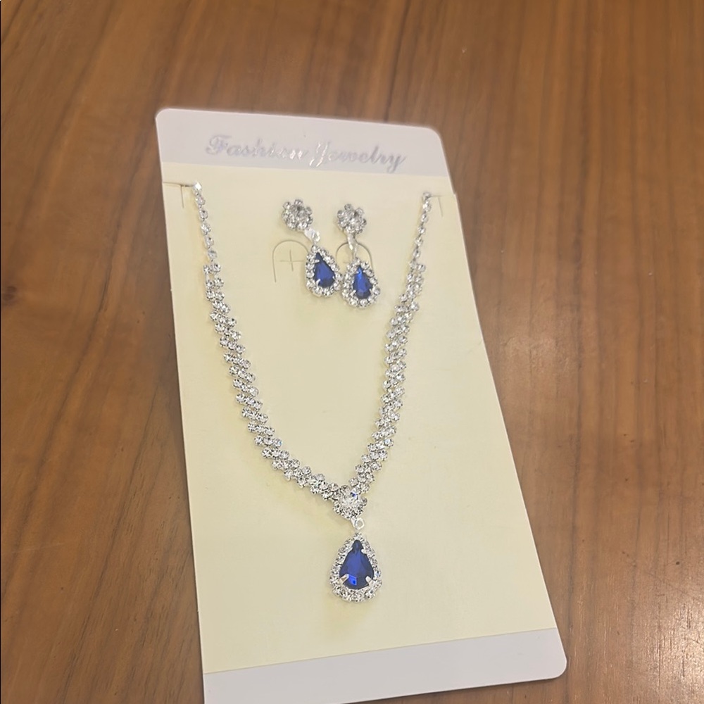 Elegant Silver and Blue Jewelry Set